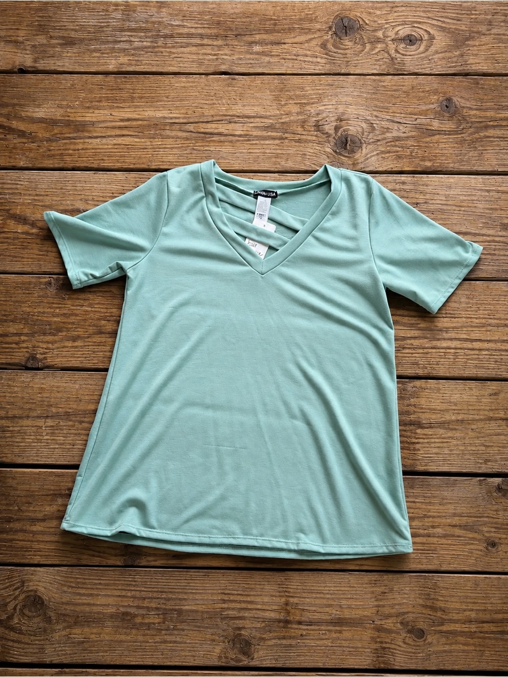 HEIMISH USA Mint Green V-Neck Short Sleeve Top